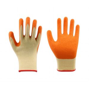 Crinkle Latex Finish Rubber Dipped Gloves with 10 Gauge Polyester Liner EN388 CE