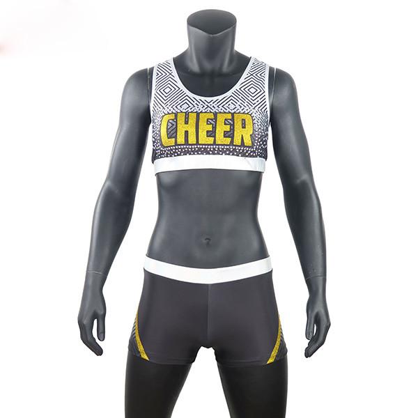 Custom Sublimated School Cheer Dance Clothes Bra And Shorts Eco Friendly