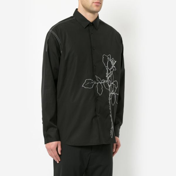 Black Color Mens Fashion Casual Shirts Long Sleeve Slim Fit Breathable