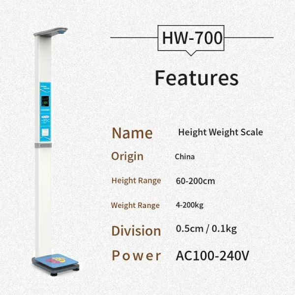Pharmacy Ultrasonic Electronic Height and Weight Meter with AC100-240V Power Supply