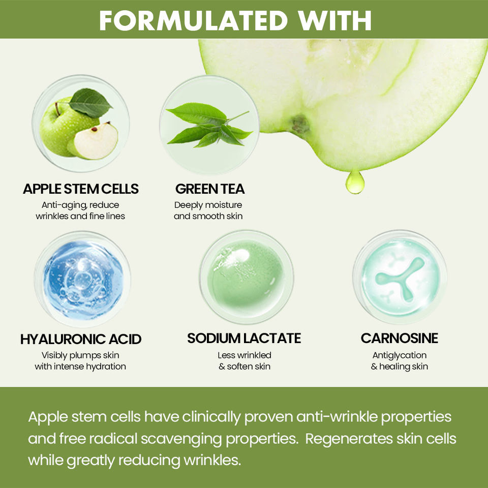 OEM ODM Korean brand organic skin care product set anti fine lines and wrinkles firming essence to enhance apple stem cell facial moisturizing cream