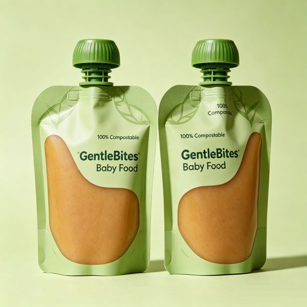 100% Compostable Baby Food Spout Pouch - Eco-Friendly Sustainable Packaging for Organic Purees