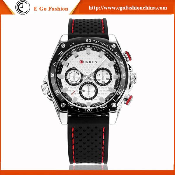 CURREN 8146 Black White Classic Watch Man Business Watch Silicone Strap Quartz Watches New