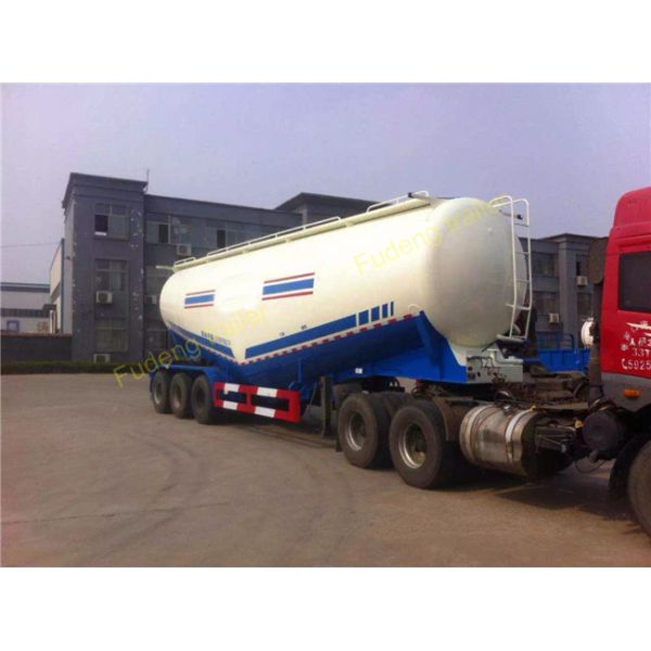 Tri - Axle Bulk Cement Tanker Trailer With Air Compressor Q235 Steel Tanker Body