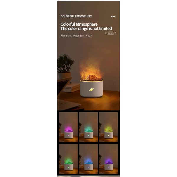 Mini Volcano Ultrasonic Humidifier Aromatherapy Diffuser 230ml Capacity Automatic Timing