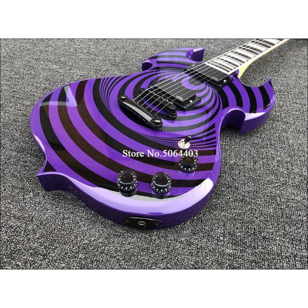 High quality shaped electric guitar purple paint circle black veneer rosewood fingerboard FREE shipping costs