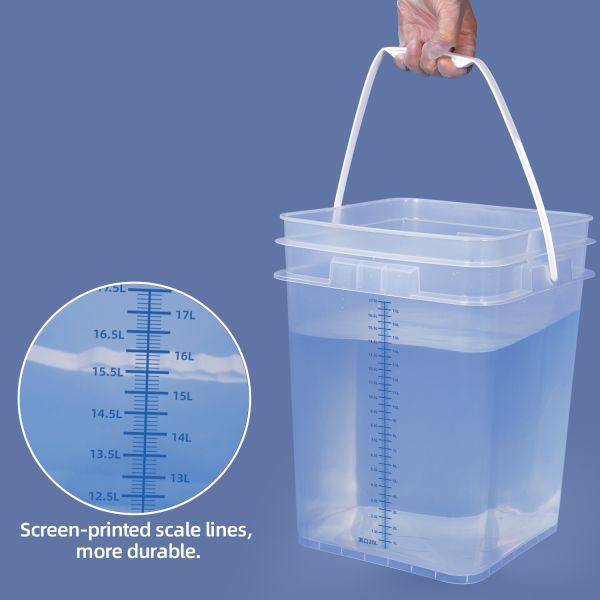 Wholesale 4L 10L 16L Clear PP Graduated Bucket Eco Friendly Thickened Empty Plastic Square Bucket With Scale Line for Chemical Liquids