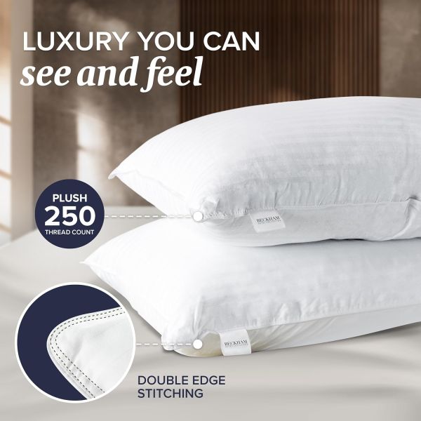 Molded Hotel Collection Bed Pillows Set of 2 Standard / Queen Size for Side Sleepers