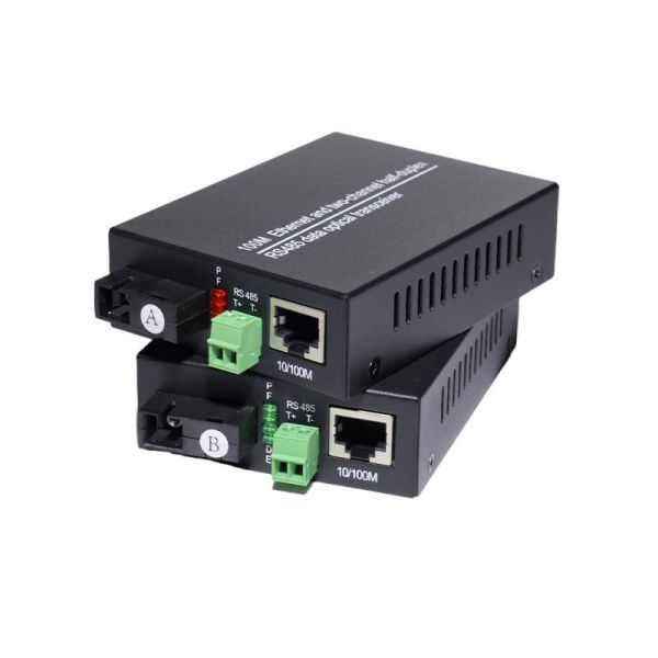 Fiber Optic Transceiver Bi-Directional RS485 Fiber Optic Converter with 100Mbps Ethernet Port 
