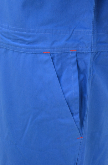 65% Polyester 35% Cotton Twill Mens Work Coveralls Mid Blue Raglan Sleeve