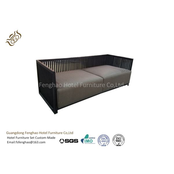 Nordic Style Soild Wood Backrest Hotel Room Sofa Upholstered Stainless Steel Frame