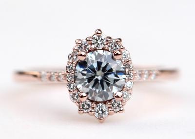 1.2ct 1pcs Moissanite Engagement Rings For Women 14K Rose Gold Material