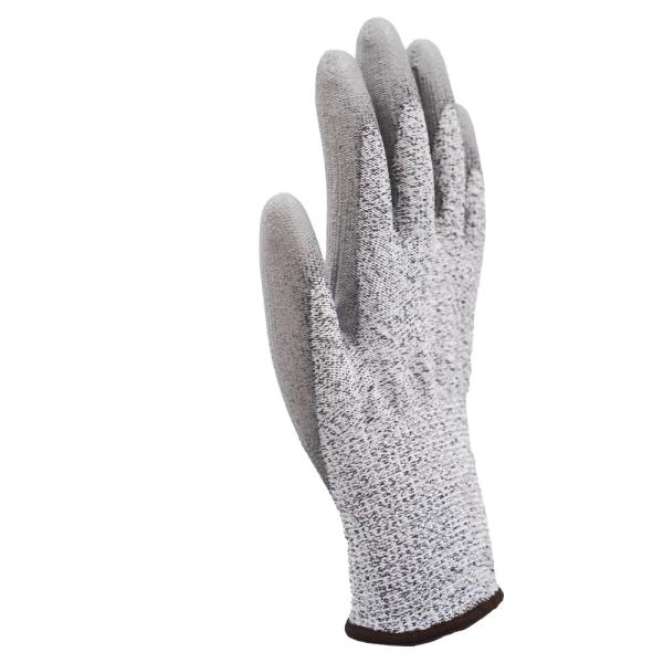 Anti Slip / Cut Resistant 13 Gauge Grey PU Coated Palm Work Gloves For Protection And Customized Design