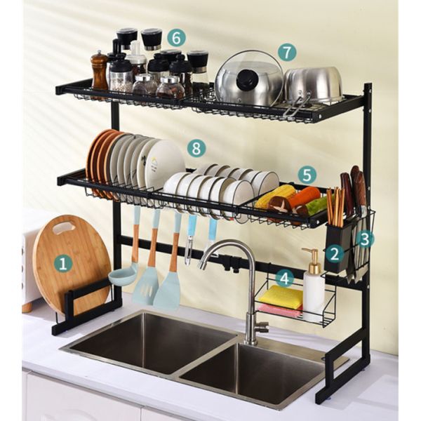 2 Tiers Kitchen Adjustable Over Sink Dish Rack 1050x315x775mm Specification