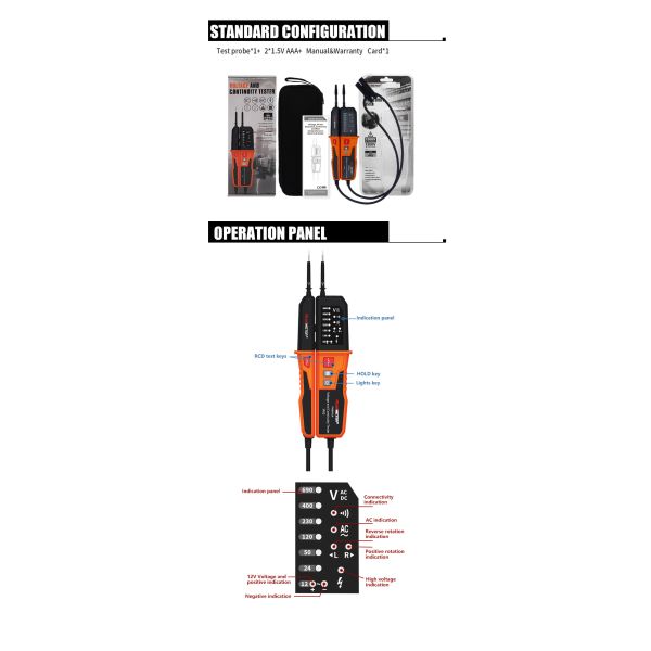 Авто-диапазон IP65 водонепроницаемый многофункциональный детектор напряжения для промышленных применений