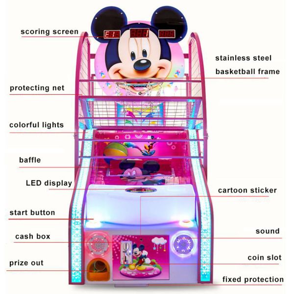 Фирма и Дурабле шкафа металла игрового автомата стрельбы баскетбола Микей аркады