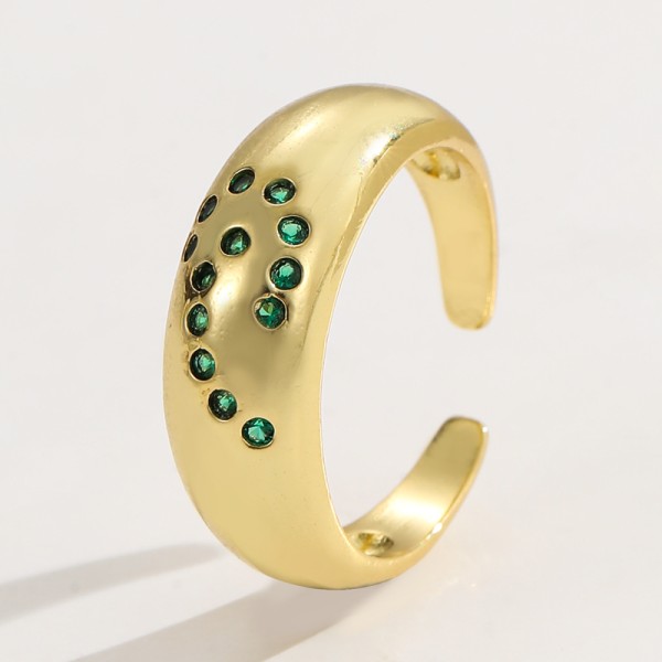 Clear Emerald CZ 14K Gold Plated Adjustable Dubai Gold Star Finger Rings Jewelry Designs for Women Gift