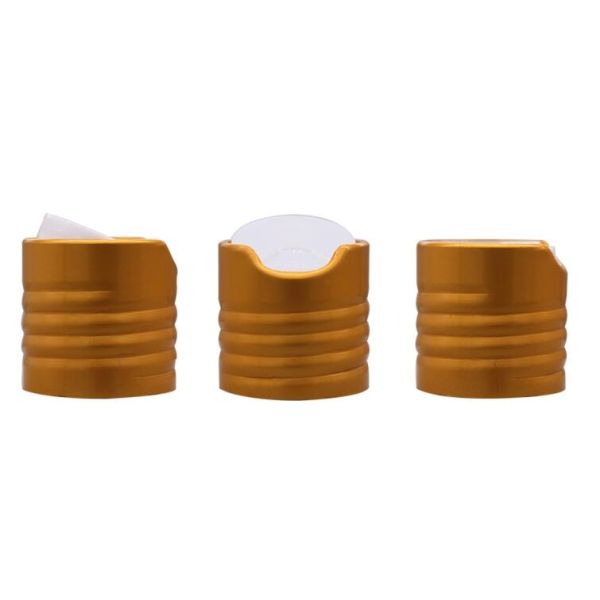 24 410 Disc Top Cap Aluminum Gold Press Durable For Cosmetic Bottle