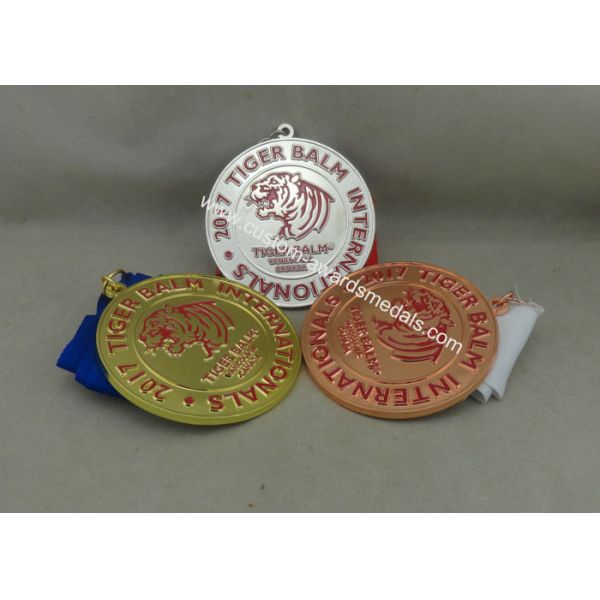 Die Stamped Martial Arts Ribbon Souvenir Medal Brass Material Enamel For Awards