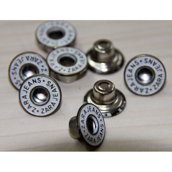 Zinc Alloy Custom Clothing Buttons White Oil Back Nail Removable