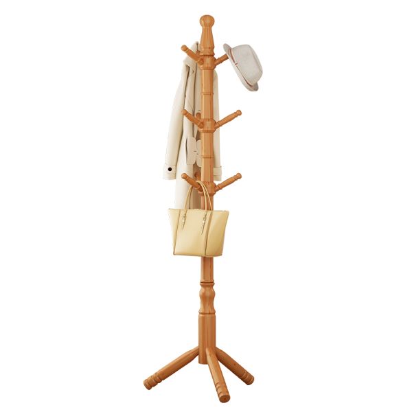 Customized Coat Rack Hanger Stand Pine Wooden Coat Tree For Bedroom