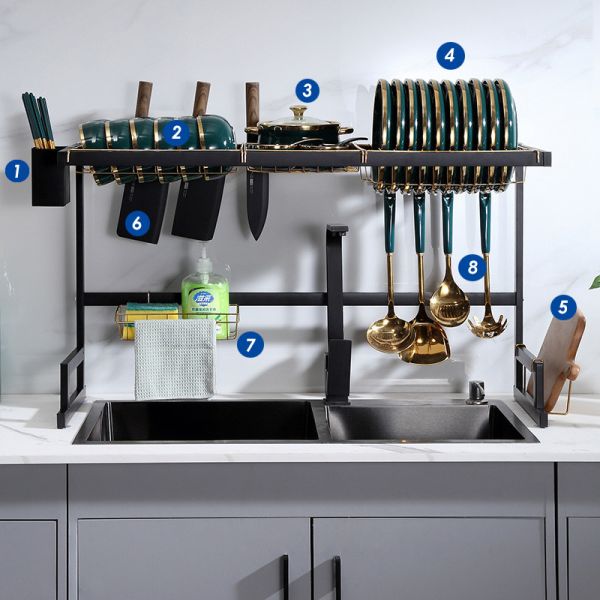 Stainless Steel Over The Sink Drying Rack 65cm Width With Baking Paint Gold Plating