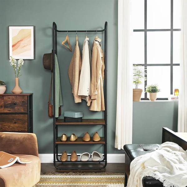 Rustic Industrial Coat Stand, Multi-functional Hallway Unit, Coat Rack, Coat Stand, HSR81BX