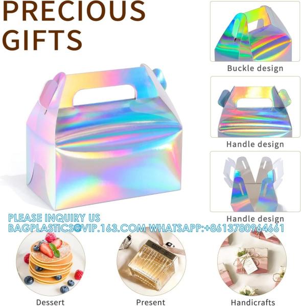 Holographic Gift Box Cake Candy Biscuit Packaging Portable Carton For Wedding And Birthday Parties