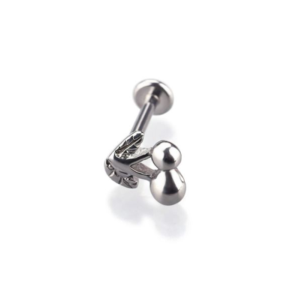 Stainless Steel Internally 16g Labret Lip Ring Cherry Shape Lip Stud Body Piercing Jewelry
