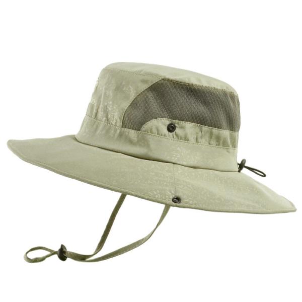 Summer Men'S Outdoor Leisure Big Brim Two Styles Fisherman Hat With Windproof Rope