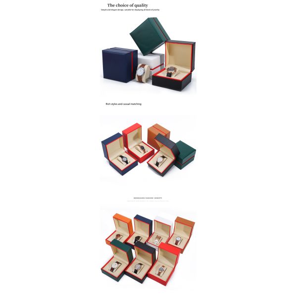 Soft Handy Stylish PU Leather Watch Packaging Box Red Edge Storage Case for Gift