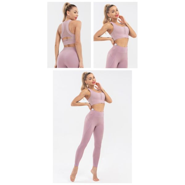 Gym Clothes 210gsm Women'S Workout Sets 2 Piece Outfits High Waisted Pocket