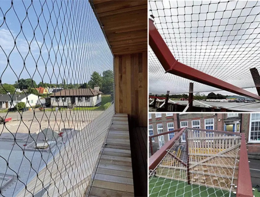 304 Stainless Steel Wire Rope Mesh 40×40mm High Load‑bearing Cable Net For Staircase Balcony Fall Protection Safety Barrier
