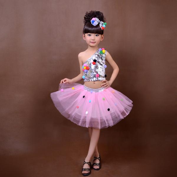 New style girl's sequins jazz performance stage dance costumes bitter fleabane gauze skirt