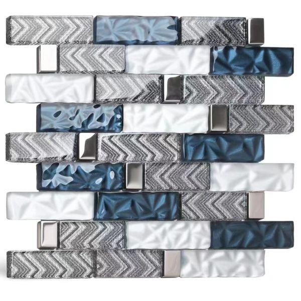 Modern Irregular Beveled Mix Pattern Glass Mosaic Tiles For Kitchen And Bathroom