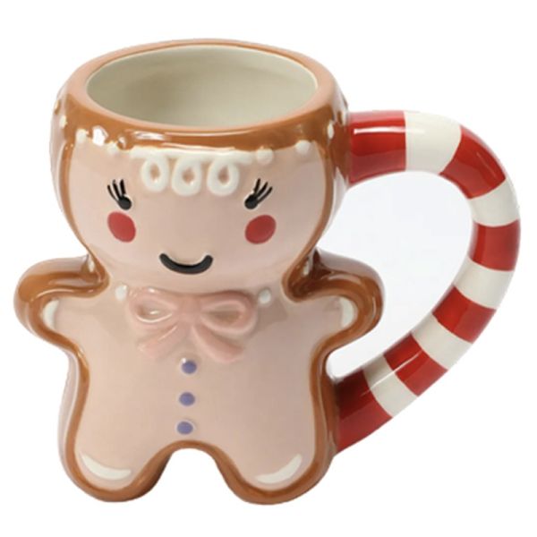 HANDGRIP 3D Cartoon 10OZ Cute Gifts Ceramic Gingerbread Man Coffee Mug for Christmas