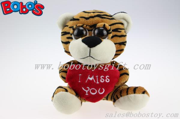5.9 Plush Tiger Big Eyes Toy With Heart Pillow For Valentines Day