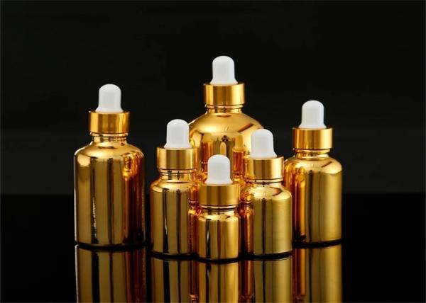 UV Essential Oil Dropper , Liquid Dropper Bottle With Gold Black White Dropper Cap