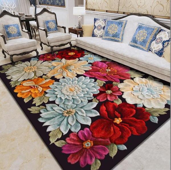 Beautiful Flowers Lotus Chrysanthemum Living Room Floor Carpet With Special Style