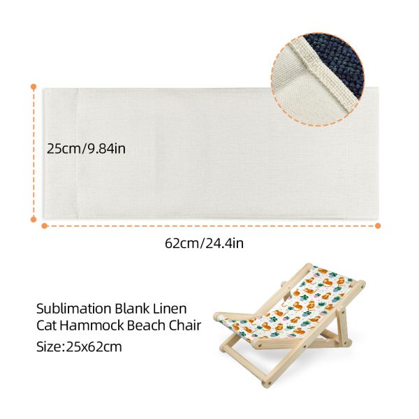 Custom Logo Linen Sublimation Cat Bed Foldable Recliner Solid Wood Cat Sleeping Chair Adjustable Sublimation Pet Bed