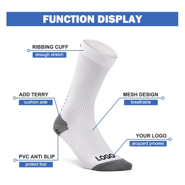 Men Athletic Football Socks Non Slip Crew Outdoor Sports Socks Custom Logo