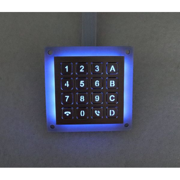 16 Keys Matrix Interface Metal Keypad Backlit SS Rugged Numeric Keypad For Kiosk