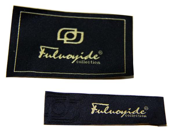 Black Personalized size Clothing Labels gold logo high class Fabric Backing