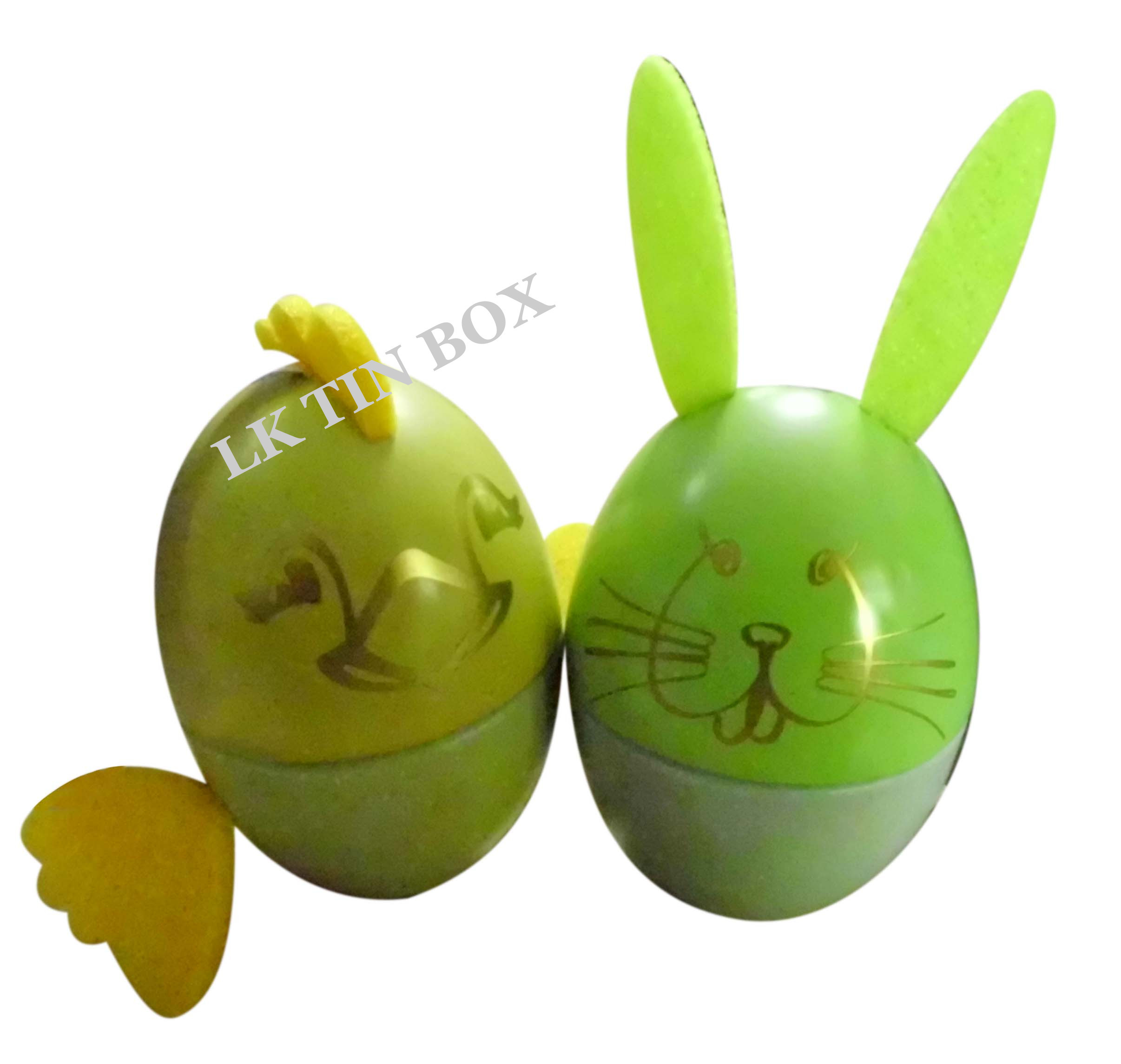 Small Easter Egg Chocolate Candy Metal Tin can With Bunny Ears ISO9001 Approval