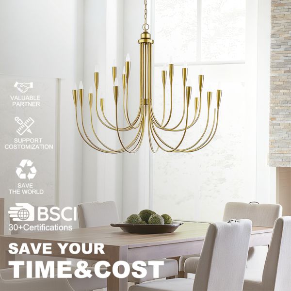 Yihao Custom Brass Body Pendant Light with 2700K Warm White LED and 50000 Hours Lifespan for Living Room