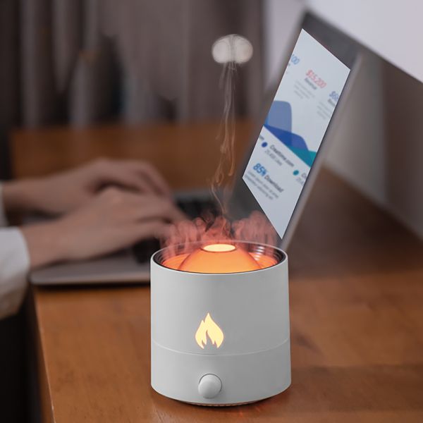 Custom Logo Flame Pattern Aroma Diffuser Ultrasonic Cool Mist Humidifier Air Purifier