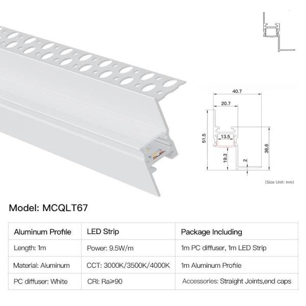 Modern Recessed LED Aluminum Channel Light Ceiling LED Wall Washer Lighting 9.5W/M Aluminum Profile Linear Strip Light