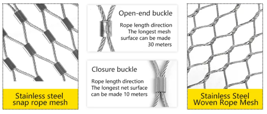 Tensioned Construction Safety Netting 4.0mm Stainless Steel 7×19 Balcony Security Mesh