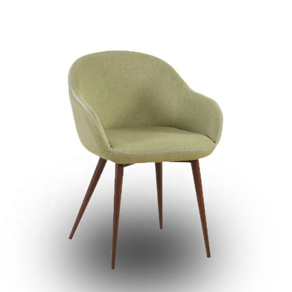 Restaurant Modern Dining Armchair Fabric Eco - Friendly Steel Pipe Frame