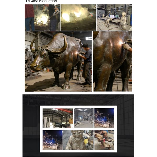Life-Size Bison Bronze Sculpture - Modern Metal Animal Decoration for Outdoor Parks